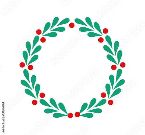 Christmas mistletoe wreath decorative symbol.