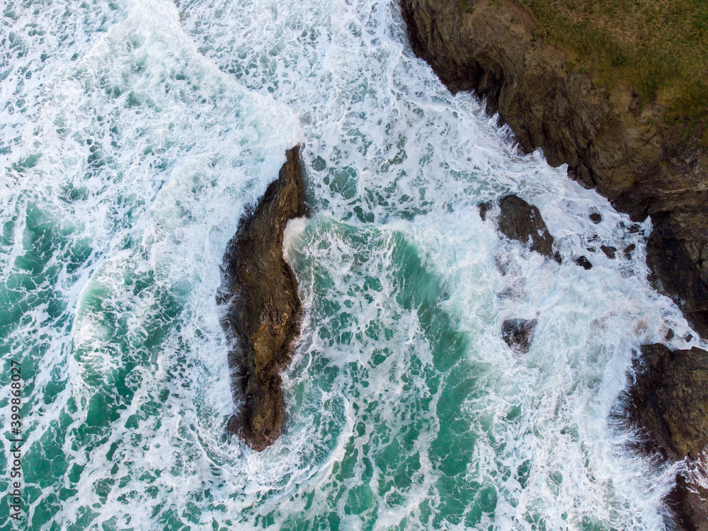 Obraz premium aerial drone photo of the sea at Holywell bay cornwall England uk where poldark is filmed 
