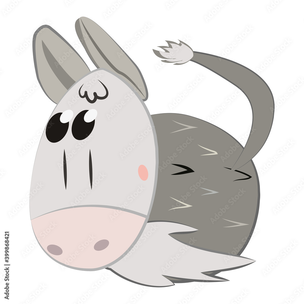 Isolated cartoon of a donkey. Farm animal cartoon - Vector Isolated cartoon of a donkey. Farm animal cartoon - Vector