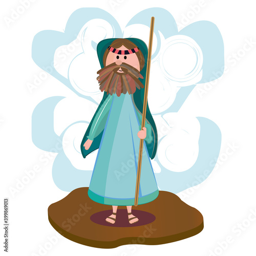Cartoon of a sheep herder. Nativity character - Vector