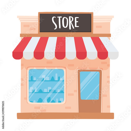 store facade small business, local shop design white background