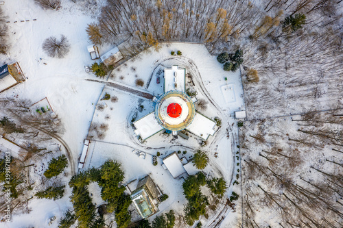 Hungary - Kekesteto in winter time with TV tower, this is the highest point in Hungary photo