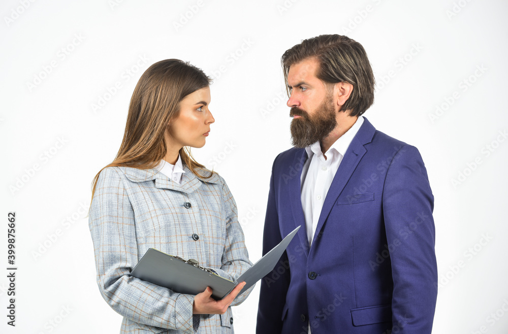 cooperating in business. successful partnership and team work. couple on business meeting. signing a contract. confident ceo people. man and woman with office document folder cooperating in business. successful partnership and team work. couple on business meeting. signing a contract. confident ceo people. man and woman with office document folder