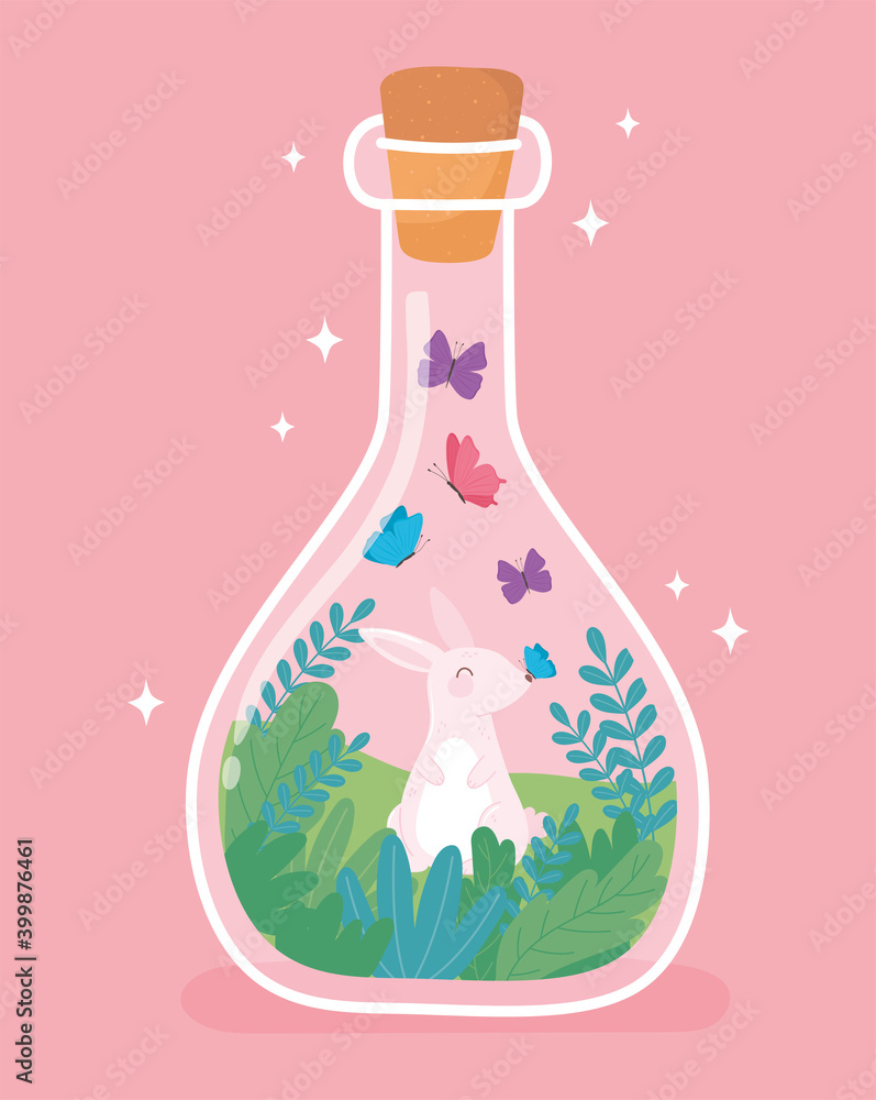 jar terrarium with rabbit butterflies tiny green tree cartoon jar terrarium with rabbit butterflies tiny green tree cartoon
