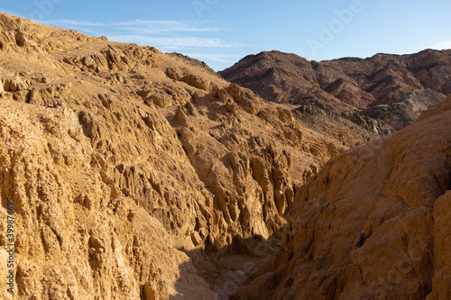 Coloured Canyon in Dahab on South Sinai (Egypt) peninsula. Desert rocks of multicolored sandstone background..