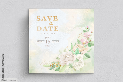 wedding card set with watercolor floral