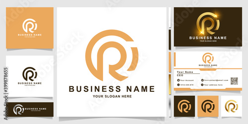 Letter R or CRI logo template with business card design