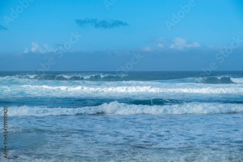 Waves in storm day at the Atlantic Ocean at the north shore side of São Miguel island, Azores, Portugal