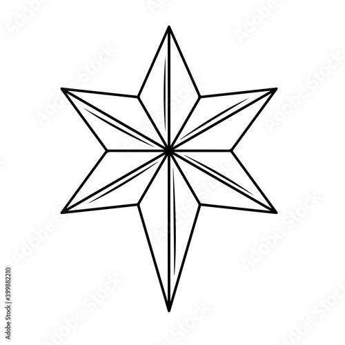 Isolated golden nativity star. Bethlehem star. Christmas season - Vector