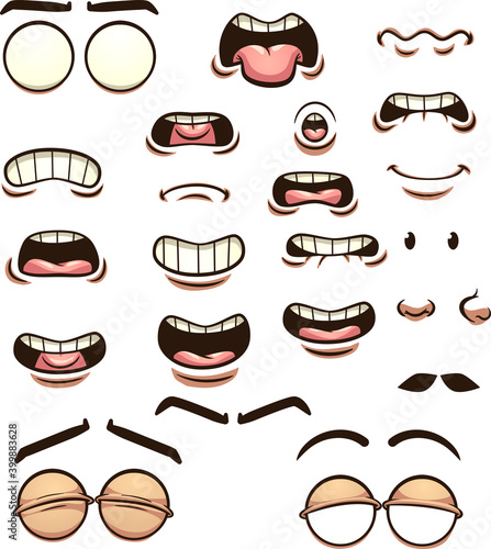 Cartoon mouths pronouncing different phonemes. Vector clip art illustration with simple gradients. Some elements on separate layers.
