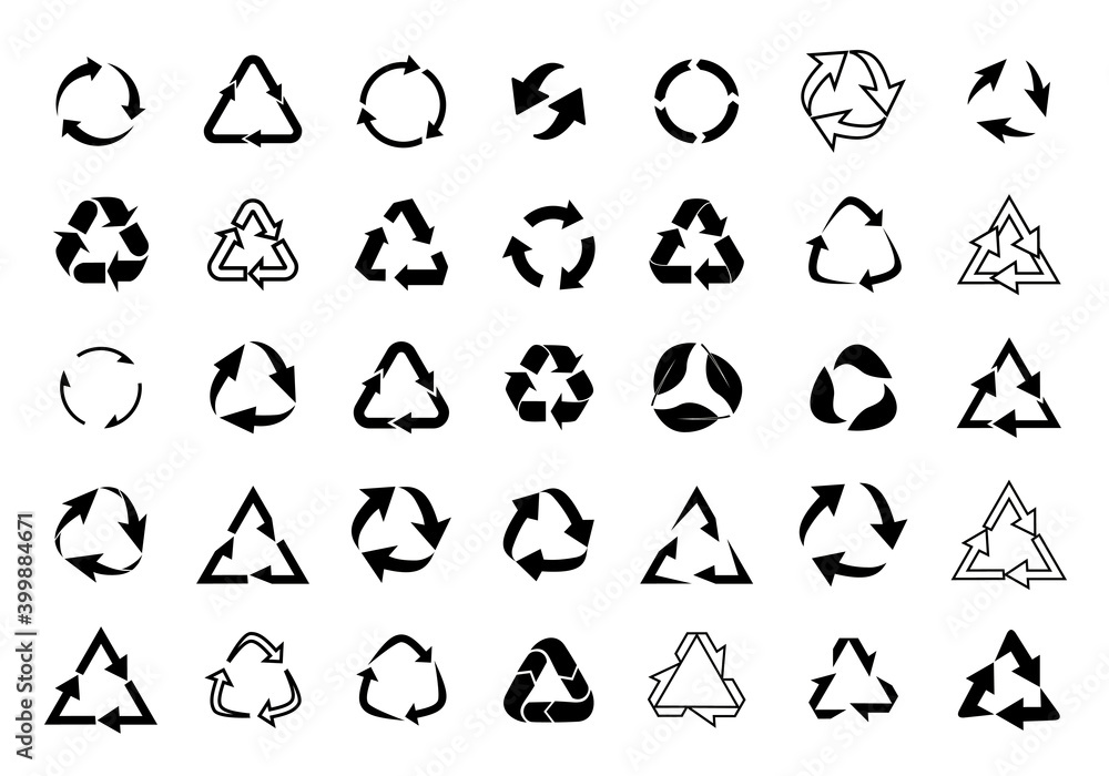 Set recycle vector icons. Label template. Eco circle arrows. Vector outline Icons. Set recycle vector icons. Label template. Eco circle arrows. Vector outline Icons.