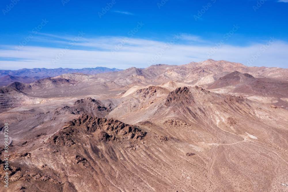 Aerial view of Death Valley on a sunny day 