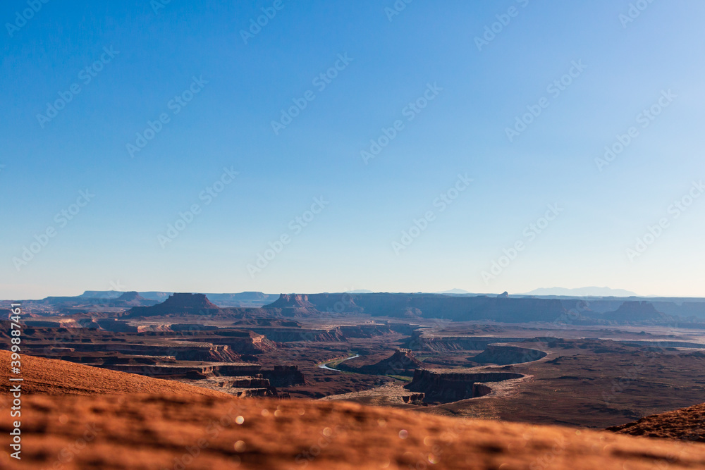 A wide vista of Canyonlands National Park in Utah