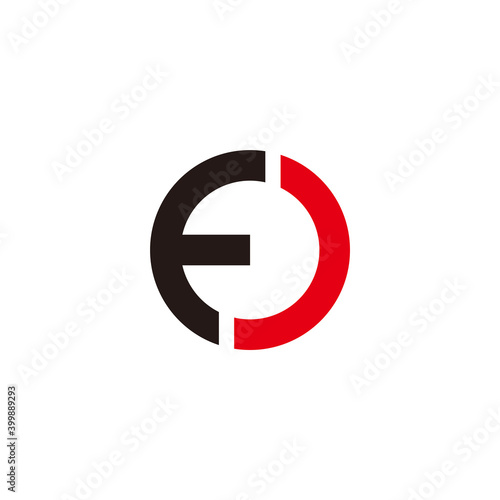 abstract letter fj flat geometric round logo vector