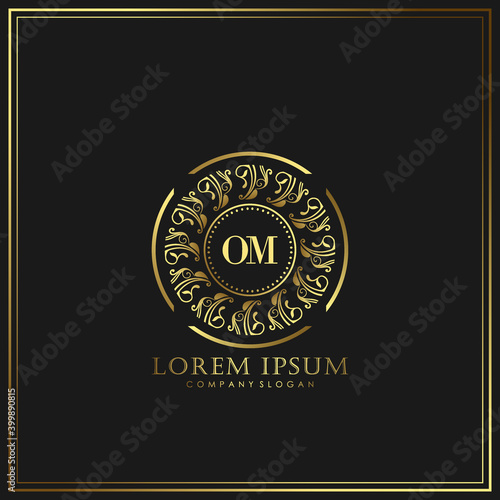OM Initial Letter Luxury Logo template in vector art for Restaurant, Royalty, Boutique, Cafe, Hotel, Heraldic, Jewelry, Fashion and other vector illustration