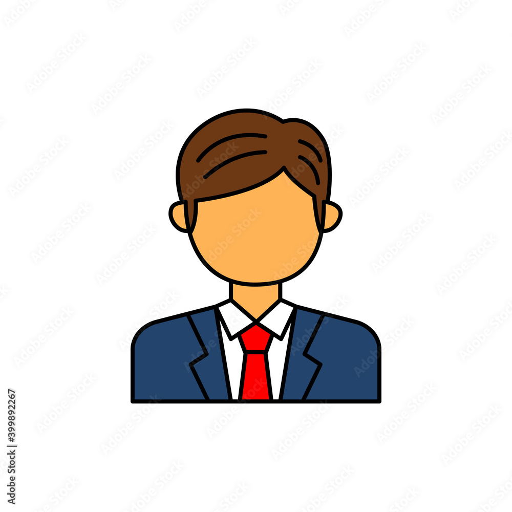 Simple businessman vector illustration isolated on white background. Linear color style of businessman icon