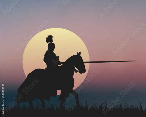 A Mounted Warrior Under The Sunset photo