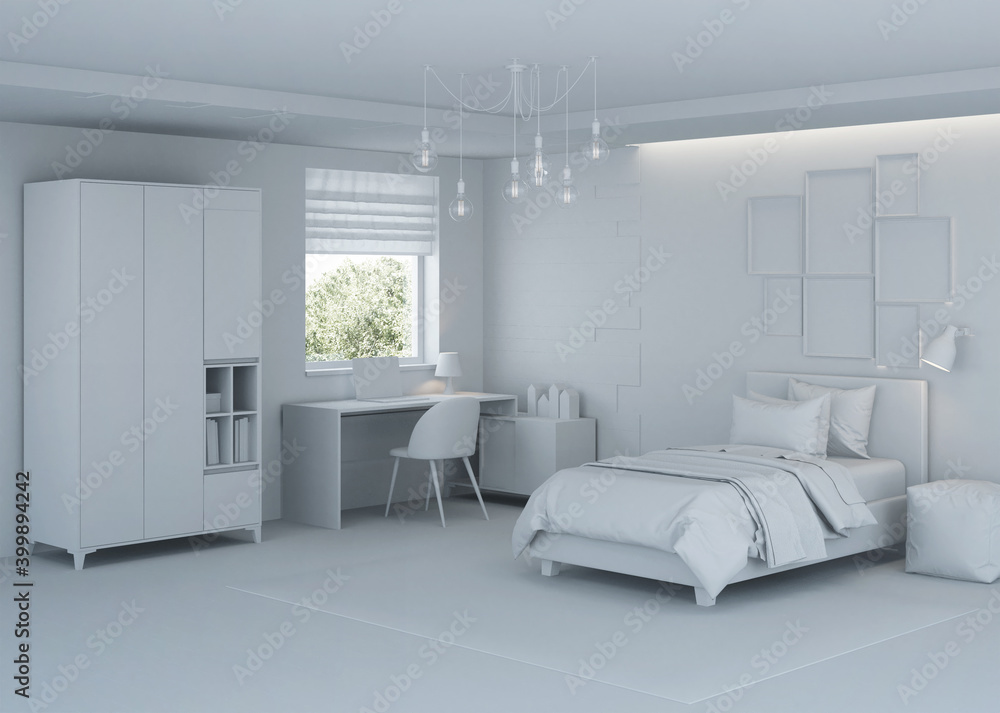 Modern nursery interior. 3D rendering. Modern nursery interior. 3D rendering.
