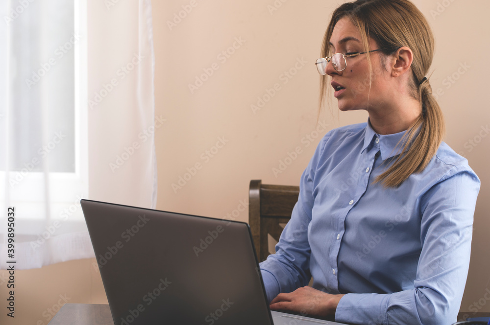 Beauitul young woman working using computer laptop concentrated Beauitul young woman working using computer laptop concentrated