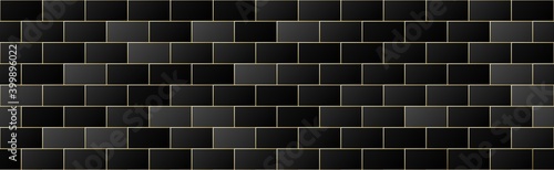 gold and black gradient color brick seamless pattern background, line geometric texture, minimal design style, stock vector illustration panoramic backdrop for social media header, banner, link