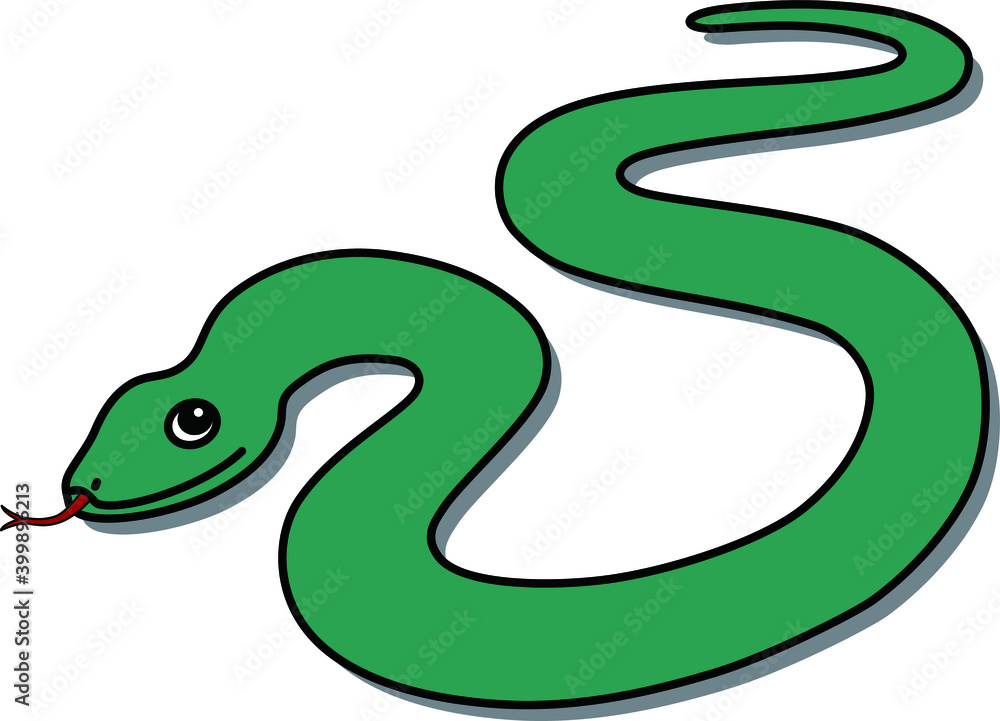 Fototapeta premium 巳年にふさわしい舌を出した１匹の蛇のイラスト