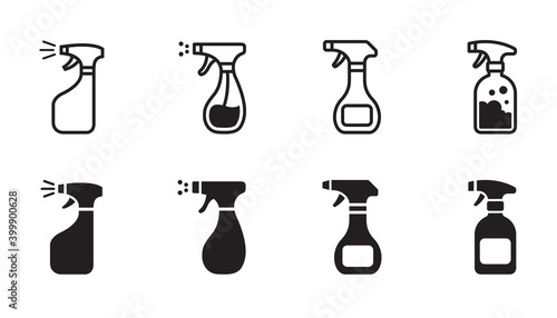 Spray bottle icon set. Vector graphic illustration. Suitable for website design, logo, app, template, and ui. 