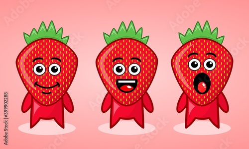 Strawberry doodle illustration. very beautiful and fresh. coloured Red. vector illustration. suitable for business