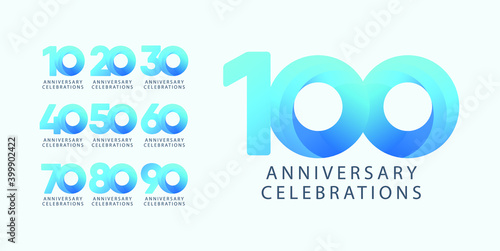Set anniversary design logo concept. Logo for celebrations your company, greeting card, digital banner or print.