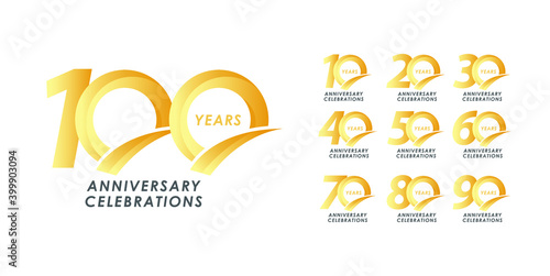 Set anniversary design logo concept. Logo for celebrations your company, greeting card, digital banner or print.