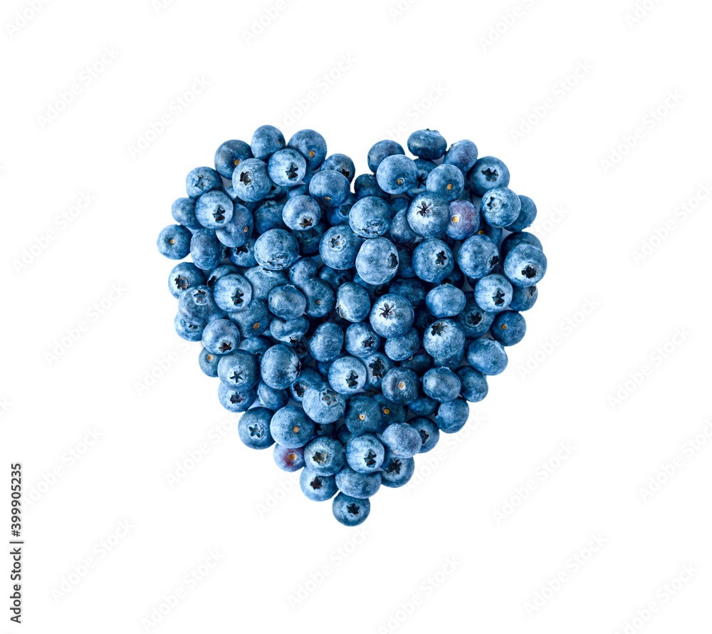 Blueberry heart shape symbol concept for healthy eating and lifestyle Blueberry heart shape symbol concept for healthy eating and lifestyle