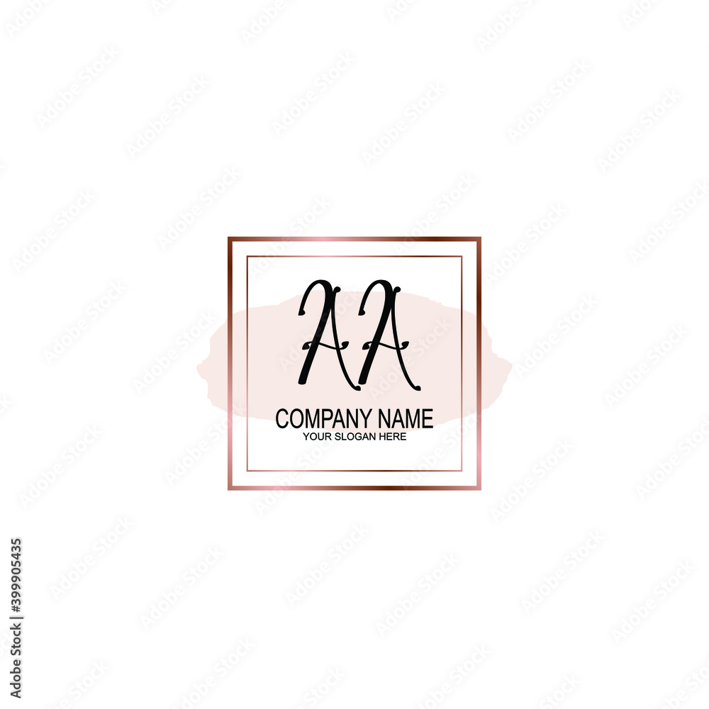 Initial AA Handwriting, Wedding Monogram Logo Design, Modern Minimalistic and Floral templates for Invitation cards	
