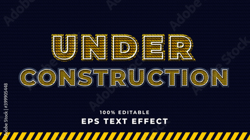 editable under construction vector text effect
