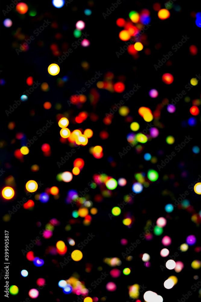 Night colorful city light black overlay background. Glow defocused, holographic bokeh ray wallpaper