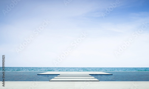 Beach loung Sundeck on Sea view for vacation and summer © teeraphan