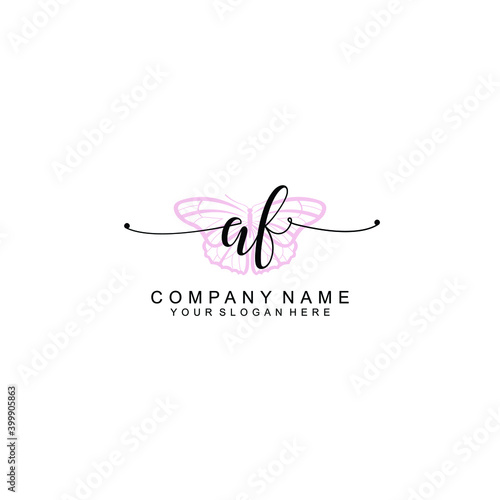 Initial AF Handwriting, Wedding Monogram Logo Design, Modern Minimalistic and Floral templates for Invitation cards 