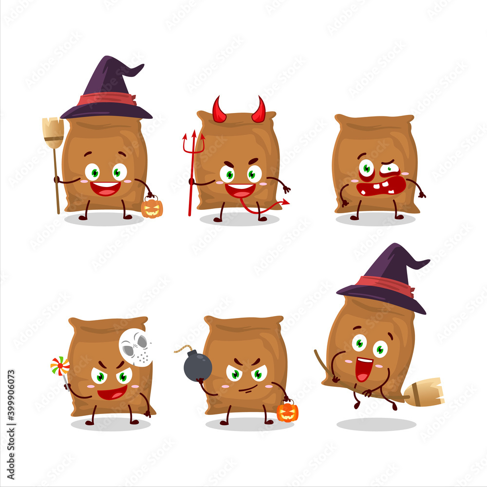 Halloween expression emoticons with cartoon character of flour sack Halloween expression emoticons with cartoon character of flour sack