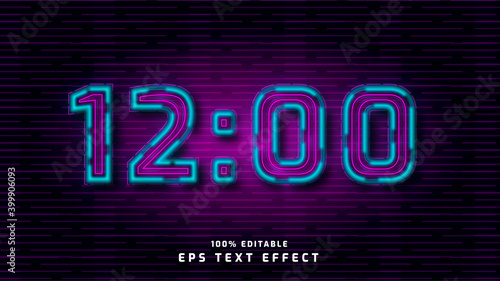 editable neon lights text effect style template