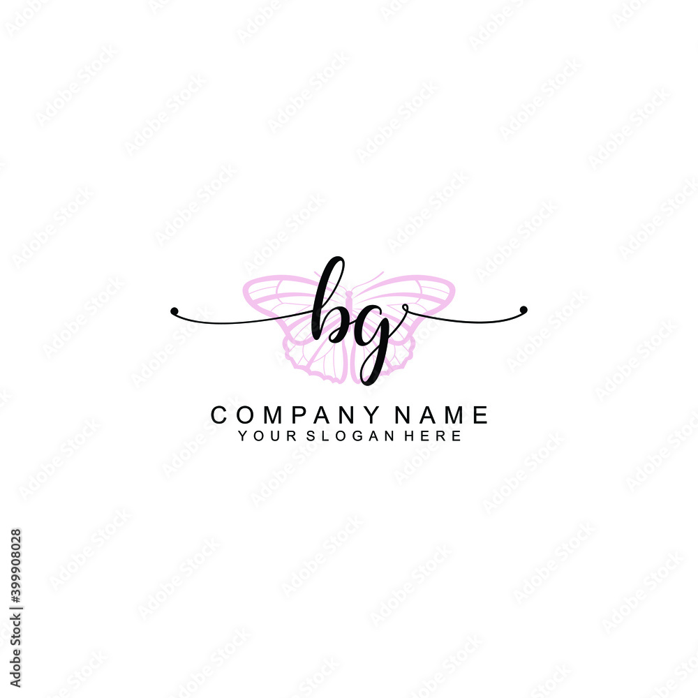 Initial BG Handwriting, Wedding Monogram Logo Design, Modern Minimalistic and Floral templates for Invitation cards	
