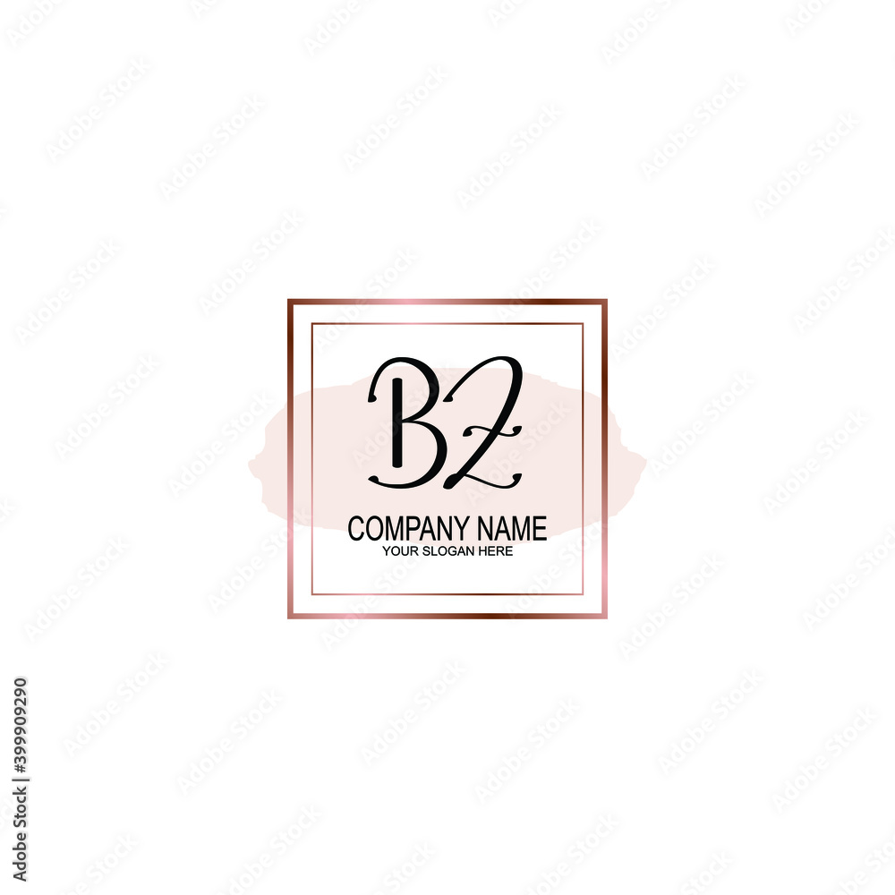 Initial BZ Handwriting, Wedding Monogram Logo Design, Modern Minimalistic and Floral templates for Invitation cards	
