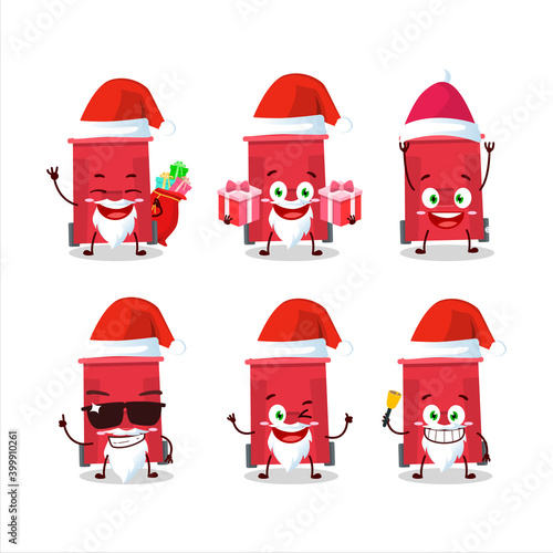 Santa Claus emoticons with plastic trash can cartoon character