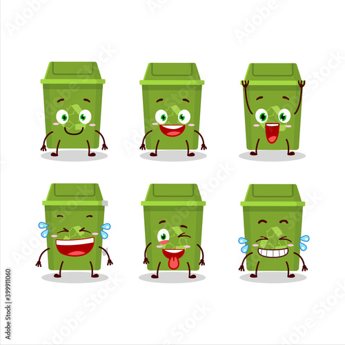 Cartoon character of recycle trash can with smile expression