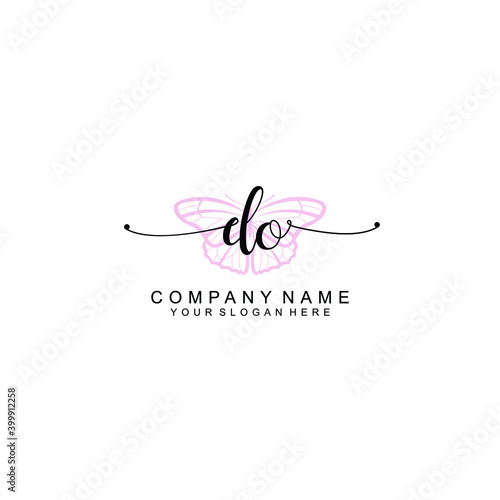 Initial DO Handwriting  Wedding Monogram Logo Design  Modern Minimalistic and Floral templates for Invitation cards  