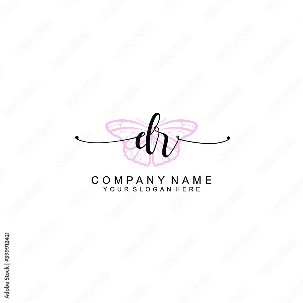 Initial DR Handwriting, Wedding Monogram Logo Design, Modern Minimalistic and Floral templates for Invitation cards	
