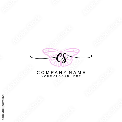 Initial ES Handwriting, Wedding Monogram Logo Design, Modern Minimalistic and Floral templates for Invitation cards   © LAURIS