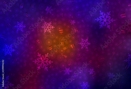 Dark Blue  Red vector pattern in Christmas style.