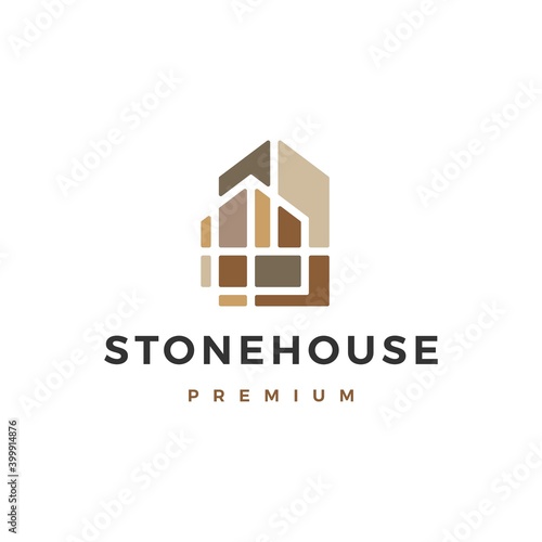 stone house home logo vector icon illustration