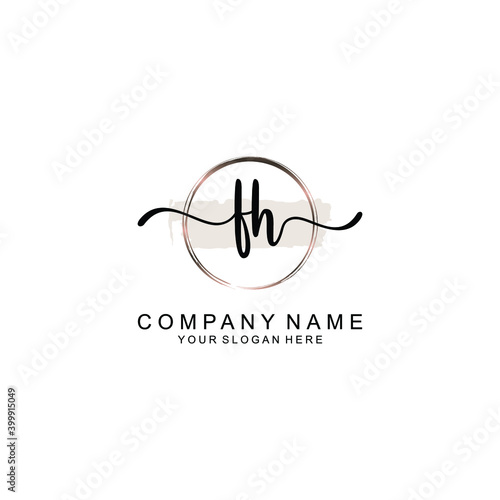 Initial FH Handwriting  Wedding Monogram Logo Design  Modern Minimalistic and Floral templates for Invitation cards  