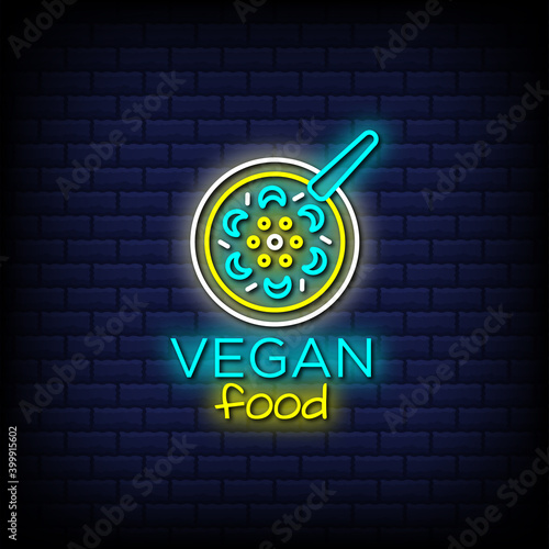 Vegan food neon signs style text