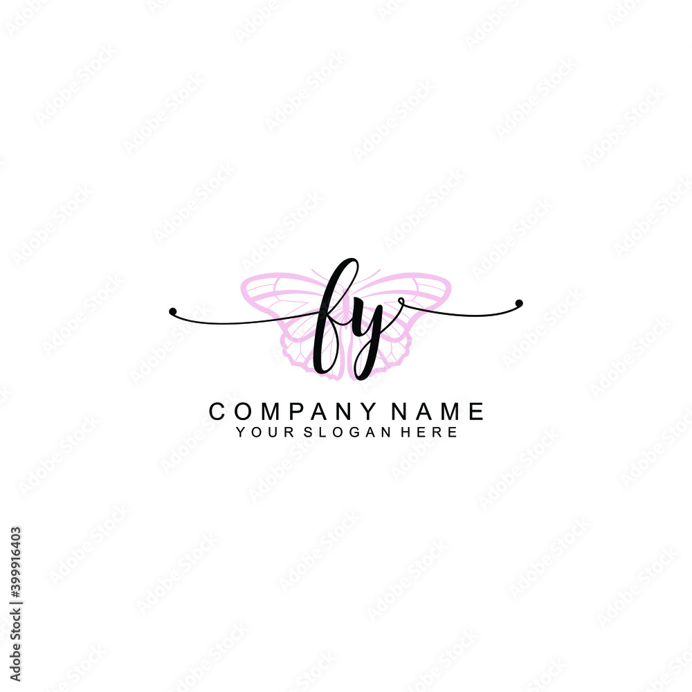 Initial FY Handwriting, Wedding Monogram Logo Design, Modern Minimalistic and Floral templates for Invitation cards	
