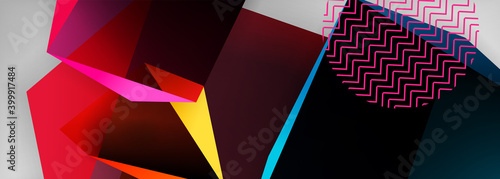 Low poly 3d geometric shapes, minimal abstract background. Vector illustrations for covers, banners, flyers and posters and other